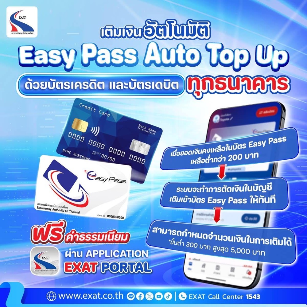 เติมเงินอัตโนมัติ สะดวก ปลอดภัย ขับสบายไร้กังวลบริการ “Easy Pass Auto Top Up”