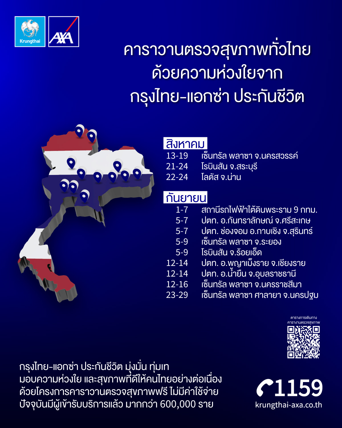 กรุงไทย – แอกซ่า ประกันชีวิต จัดโครงการ “คาราวานตรวจสุขภาพทั่วไทย” มอบบริการตรวจสุขภาพ ฟรี! ตลอดเดือนสิงหาคม – กันยายนนี้