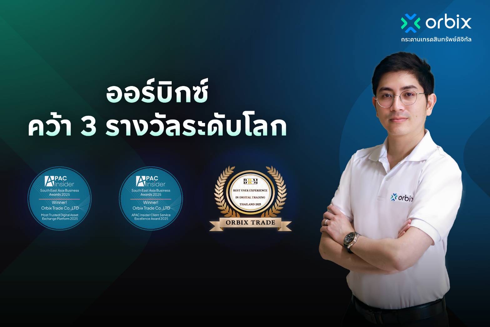 ออร์บิกซ์ คว้า 3 รางวัลระดับโลก ตอกย้ำความน่าเชื่อถือ และมาตรฐานระดับสากลของแพลตฟอร์มสินทรัพย์ดิจิทัลไทย