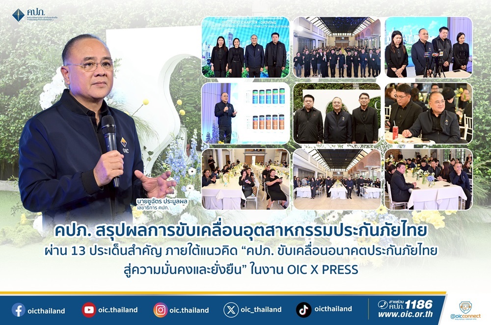 คปภ.ชี้ทิศทางประกันภัยไทย ผ่าน 13 ประเด็นสำคัญ ภายใต้แนวคิด“คปภ.ขับเคลื่อนอนาคตประกันภัยไทย สู่ความมั่นคงและยั่งยืน”