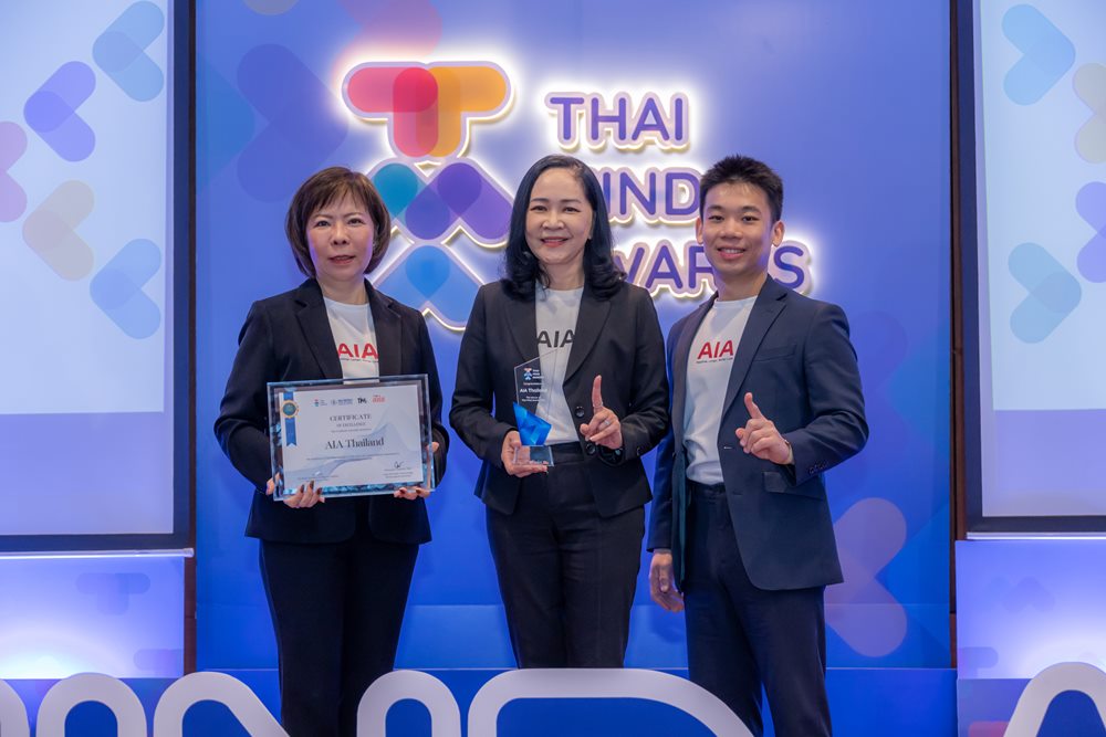 เอไอเอ ประเทศไทย คว้ารางวัล Thai Mind Awards สองปีซ้อนตอกย้ำความเป็นผู้นำวัฒนธรรมองค์กรระดับประเทศที่ปลอดภัยทางใจ เท่าเทียม และสมดุล