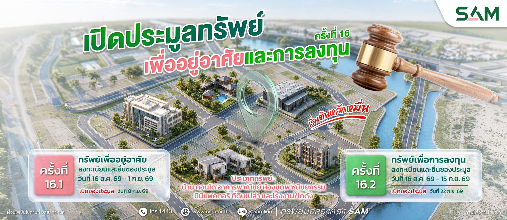 SAM นำทรัพย์ NPA ทำเลเด่นทั่วไทยออกประมูล เปิดโอกาสซื้อเพื่ออยู่อาศัยและลงทุนคอนโดฯ หรู เริ่มต้นเพียง 1.23 ลบ.